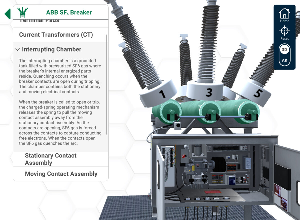 Using a part identification app from Index, workers can visualize the components and functionality of a circuit breaker.