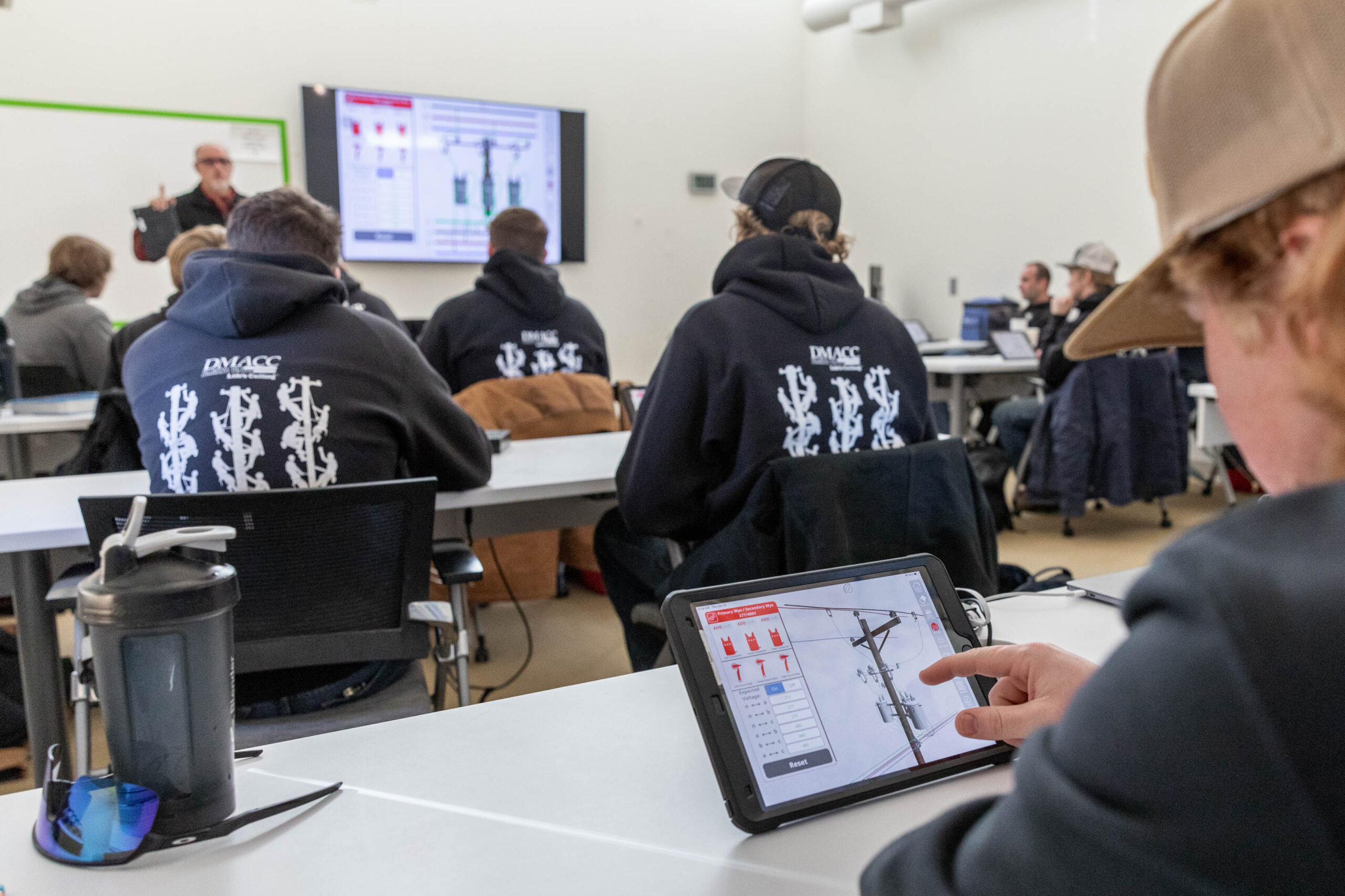 Students using tablets in classroom