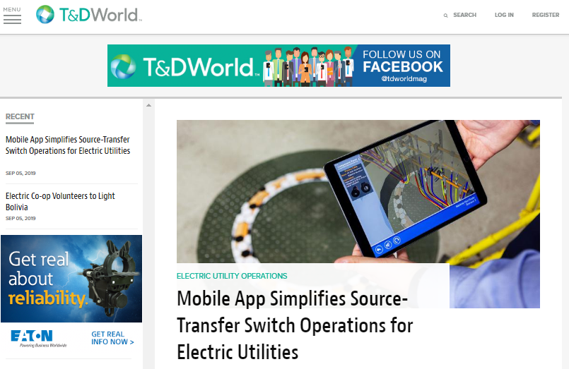 T&D World screenshot of Index AR Solutions news story